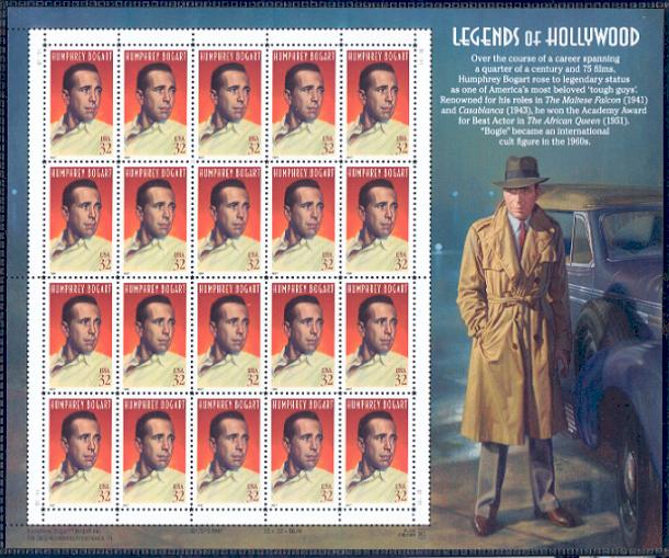Humphrey Bogart - Mint Sheet of 203rd in Legends of Hollywood Series United States, 1997
